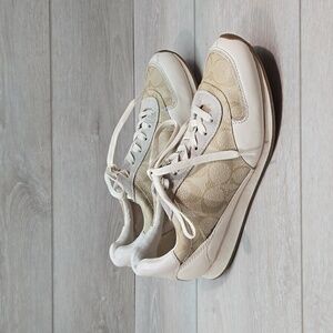 Coach Women Rebecca Leather Logo Sneakers shoes sz 9B